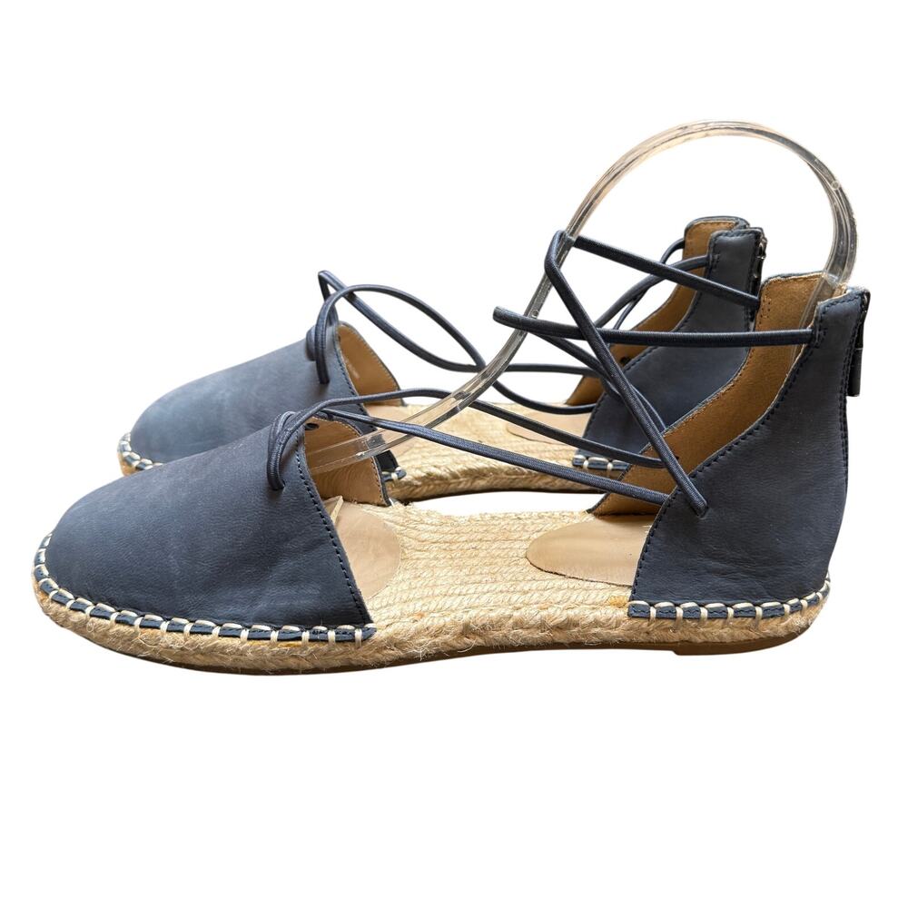Eileen Fisher Leather Lace-Up Espadrille Flats Gray Women’s Size 7.5 EUC